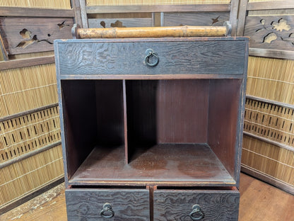 Japanese 1950s Sakura Wood Tea Chest Drawer Cabinet Storage Box