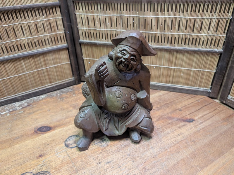 Japanese 1950s Wooden Daikokuten Statue Lucky God of Wealth Auction Japan
