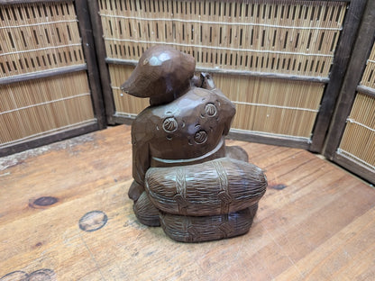 Japanese 1950s Wooden Daikokuten Statue Lucky God of Wealth Auction Japan
