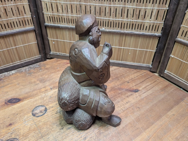Japanese 1950s Wooden Daikokuten Statue Lucky God of Wealth Auction Japan