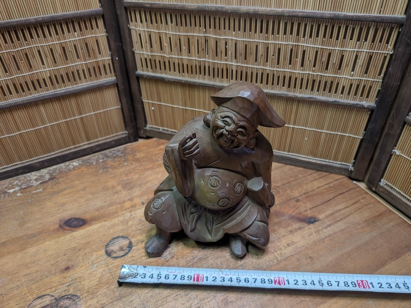 Japanese 1950s Wooden Daikokuten Statue Lucky God of Wealth Auction Japan