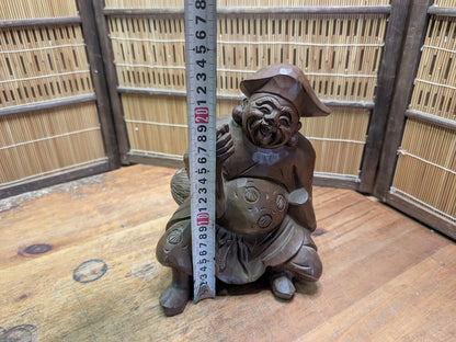 Japanese 1950s Wooden Daikokuten Statue Lucky God of Wealth Auction Japan