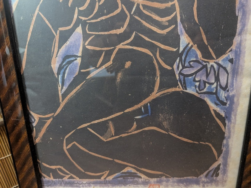 1960s Shikō Munakata Woodblock Print Signed “Fence on Wall/Princess” Auction JP