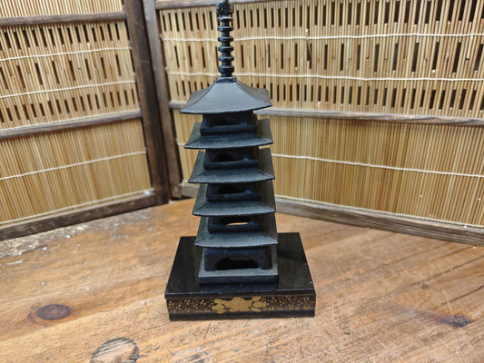 Japanese Antique  Cast Iron Pagoda Goju no To Nambu Tekki Decor
