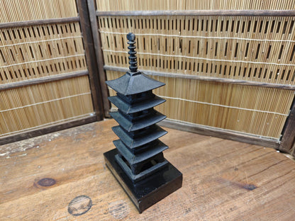 Japanese Antique  Cast Iron Pagoda Goju no To Nambu Tekki Decor