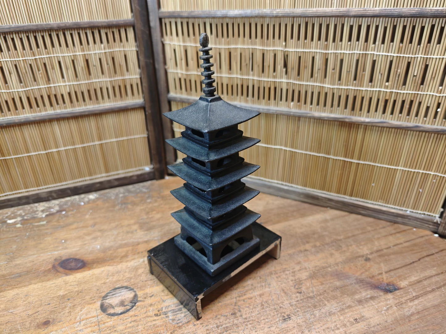 Japanese Antique  Cast Iron Pagoda Goju no To Nambu Tekki Decor