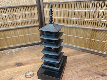 Japanese Antique  Cast Iron Pagoda Goju no To Nambu Tekki Decor