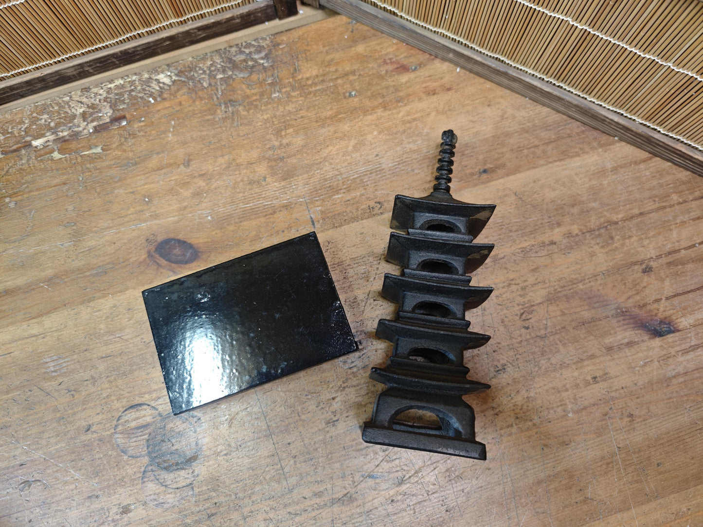 Japanese Antique  Cast Iron Pagoda Goju no To Nambu Tekki Decor