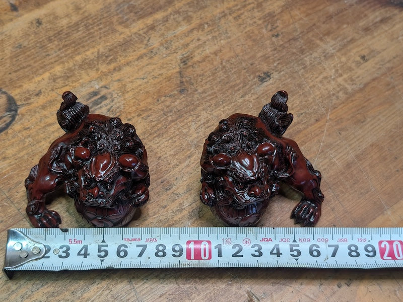 Japanese Miniature Shishi Shisa Pair Vintage Jushi Lion Guardians