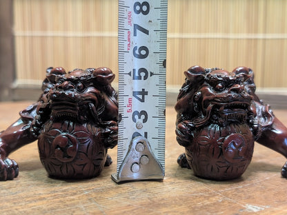Japanese Miniature Shishi Shisa Pair Vintage Jushi Lion Guardians
