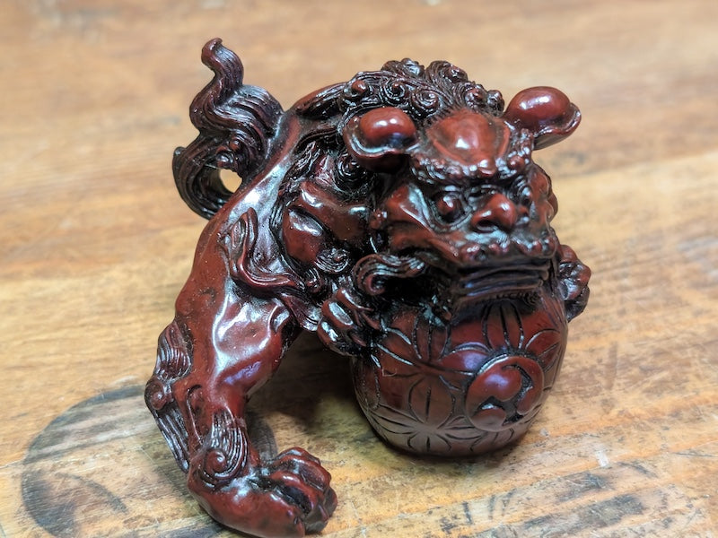 Japanese Miniature Shishi Shisa Pair Vintage Jushi Lion Guardians