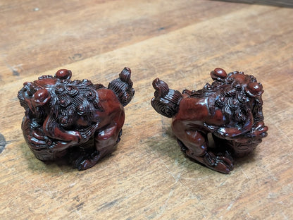 Japanese Miniature Shishi Shisa Pair Vintage Jushi Lion Guardians