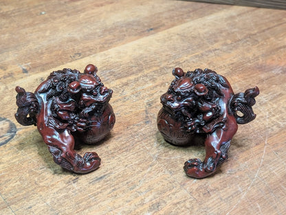 Japanese Miniature Shishi Shisa Pair Vintage Jushi Lion Guardians