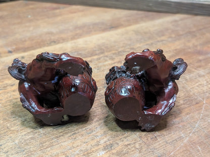 Japanese Miniature Shishi Shisa Pair Vintage Jushi Lion Guardians