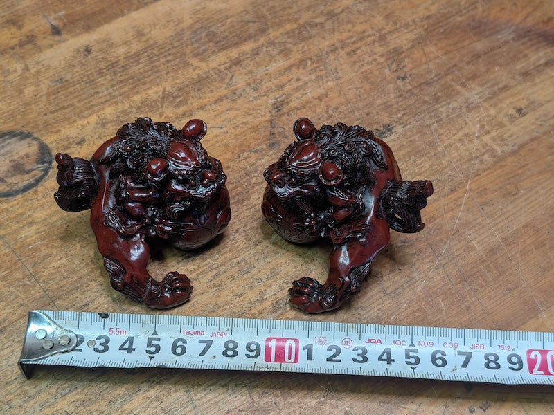 Japanese Miniature Shishi Shisa Pair Vintage Jushi Lion Guardians