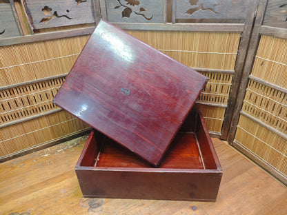 Japanese Sakura Wood Storage Box Antique Edo Meiji Chest Signed