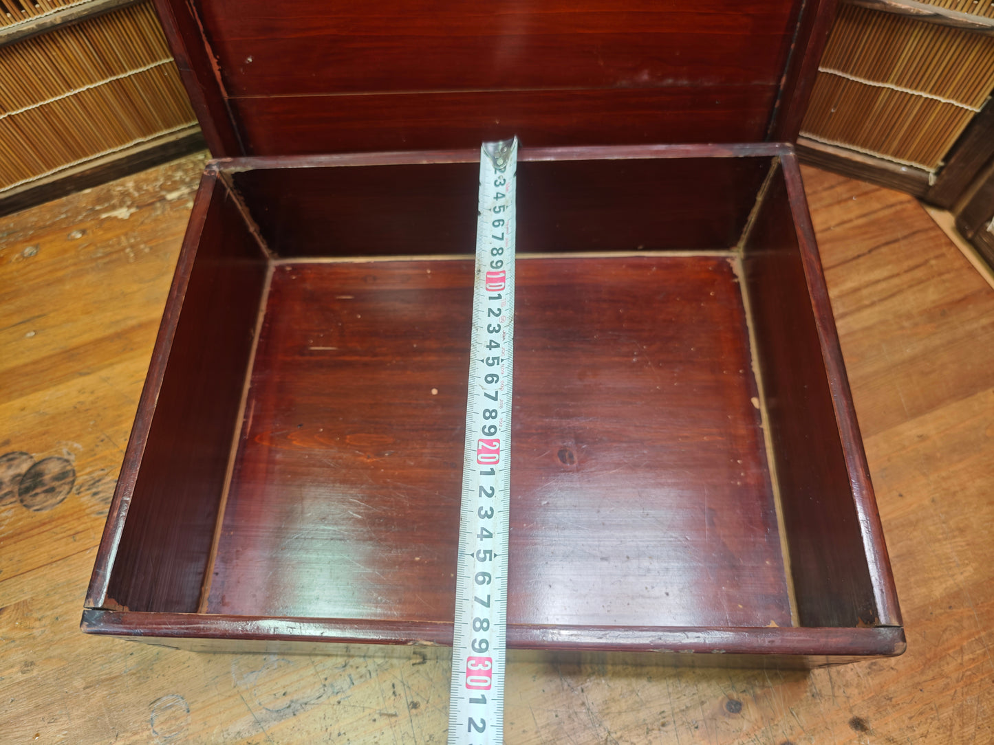 Japanese Sakura Wood Storage Box Antique Edo Meiji Chest Signed