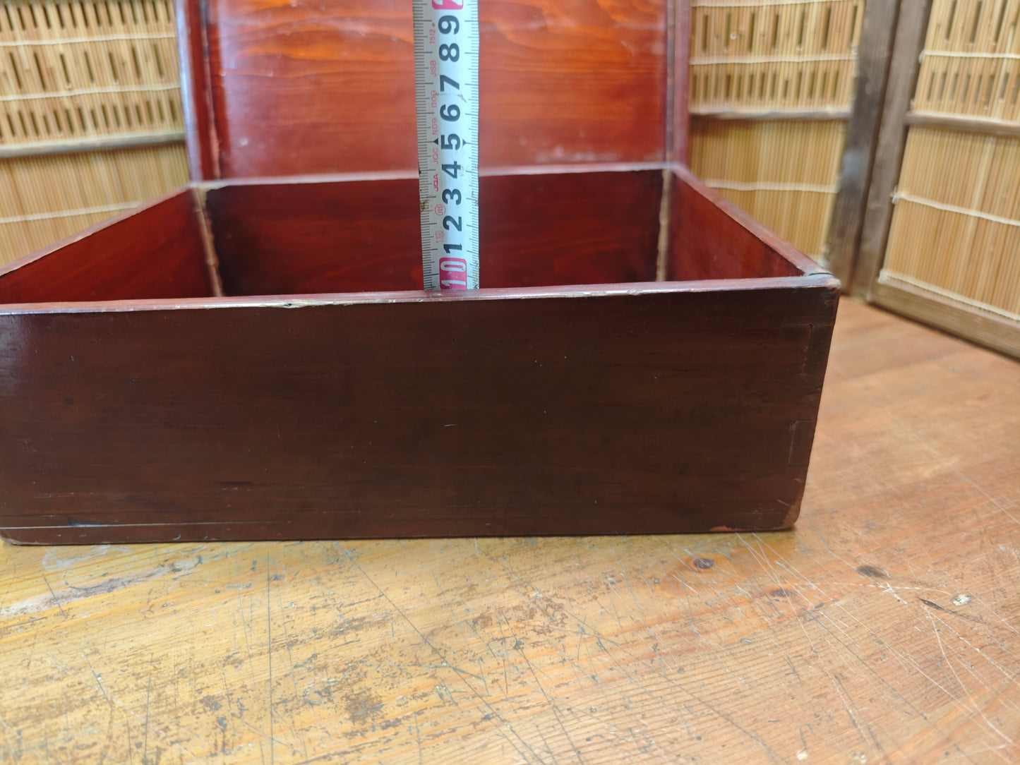 Japanese Sakura Wood Storage Box Antique Edo Meiji Chest Signed