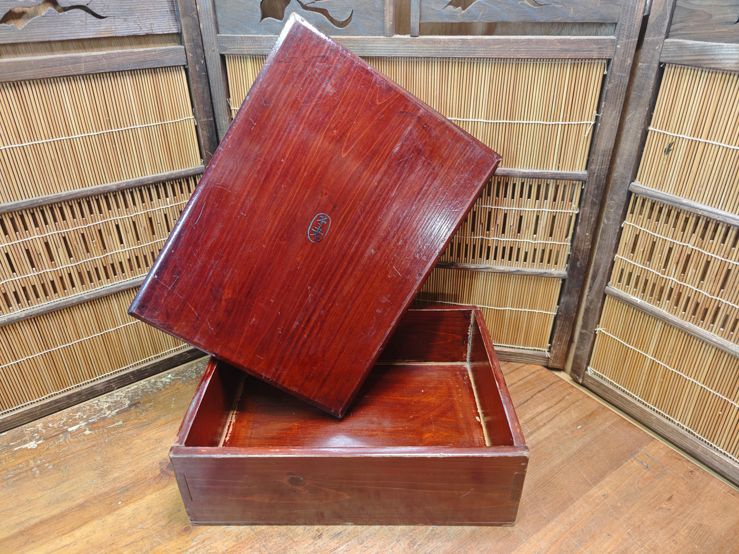 Japanese Antique 1800s Sakura Wood Storage Box Signed Small Rare Japan