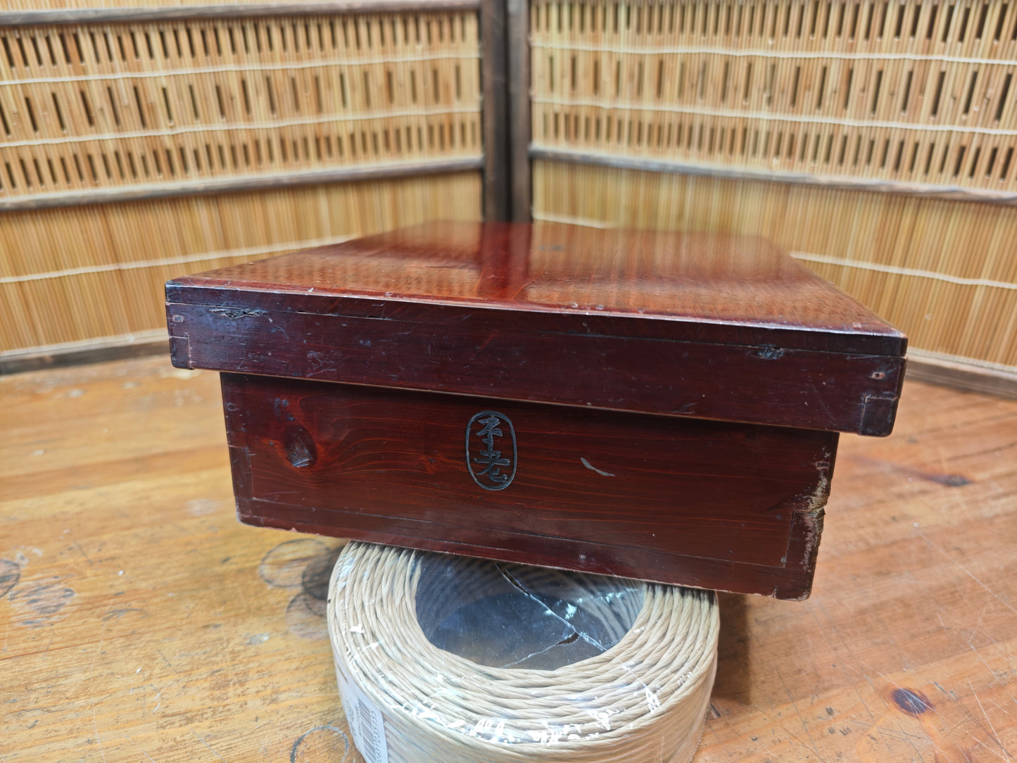 Japanese Antique 1800s Sakura Wood Storage Box Signed Small Rare Japan