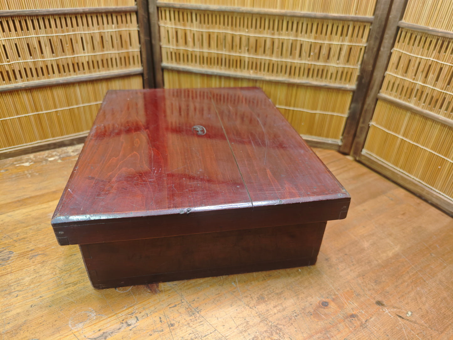 Japanese Sakura Wood Storage Box Antique Edo Meiji Chest Signed