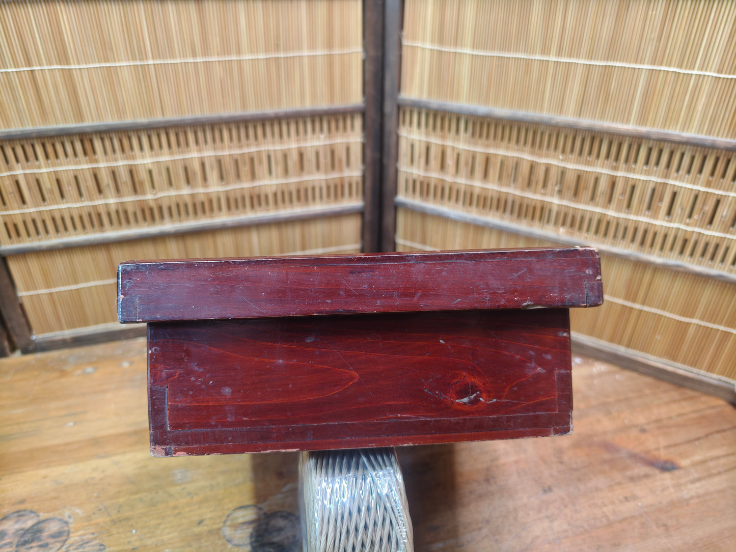 Japanese Antique 1800s Sakura Wood Storage Box Signed Small Rare Japan
