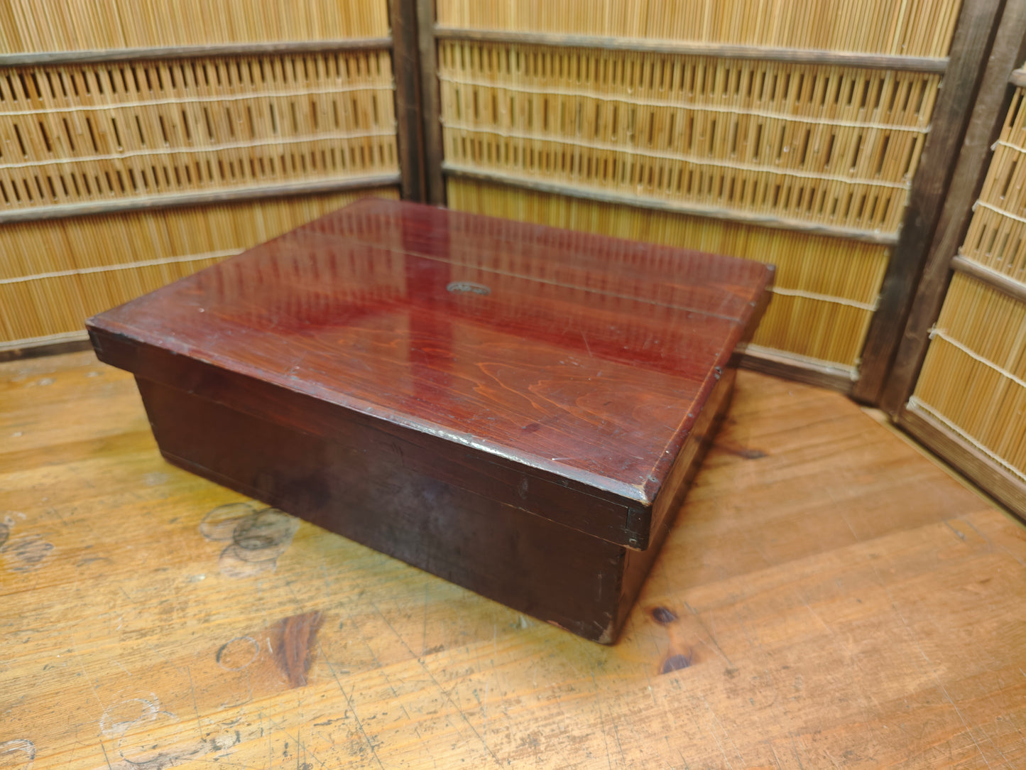 Japanese Sakura Wood Storage Box Antique Edo Meiji Chest Signed