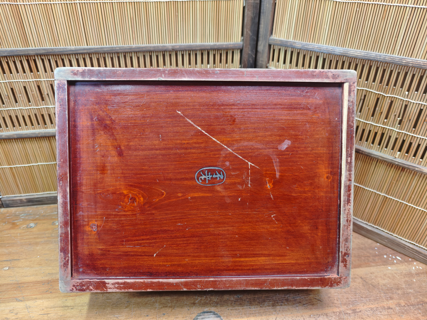 Japanese Antique 1800s Sakura Wood Storage Box Signed Small Rare Japan