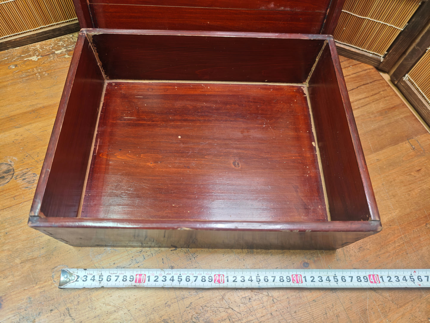 Japanese Sakura Wood Storage Box Antique Edo Meiji Chest Signed