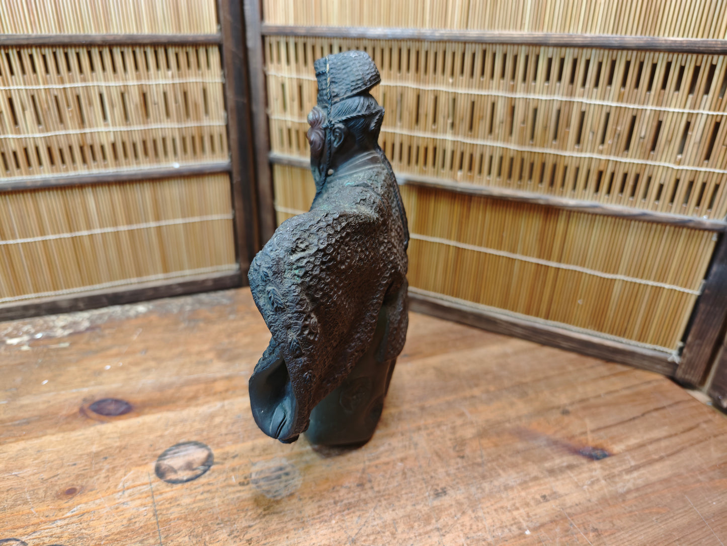 Antique 1900s Japanese Bronze Kabuki Dancer Statue 3.5kg Art Auction Japan