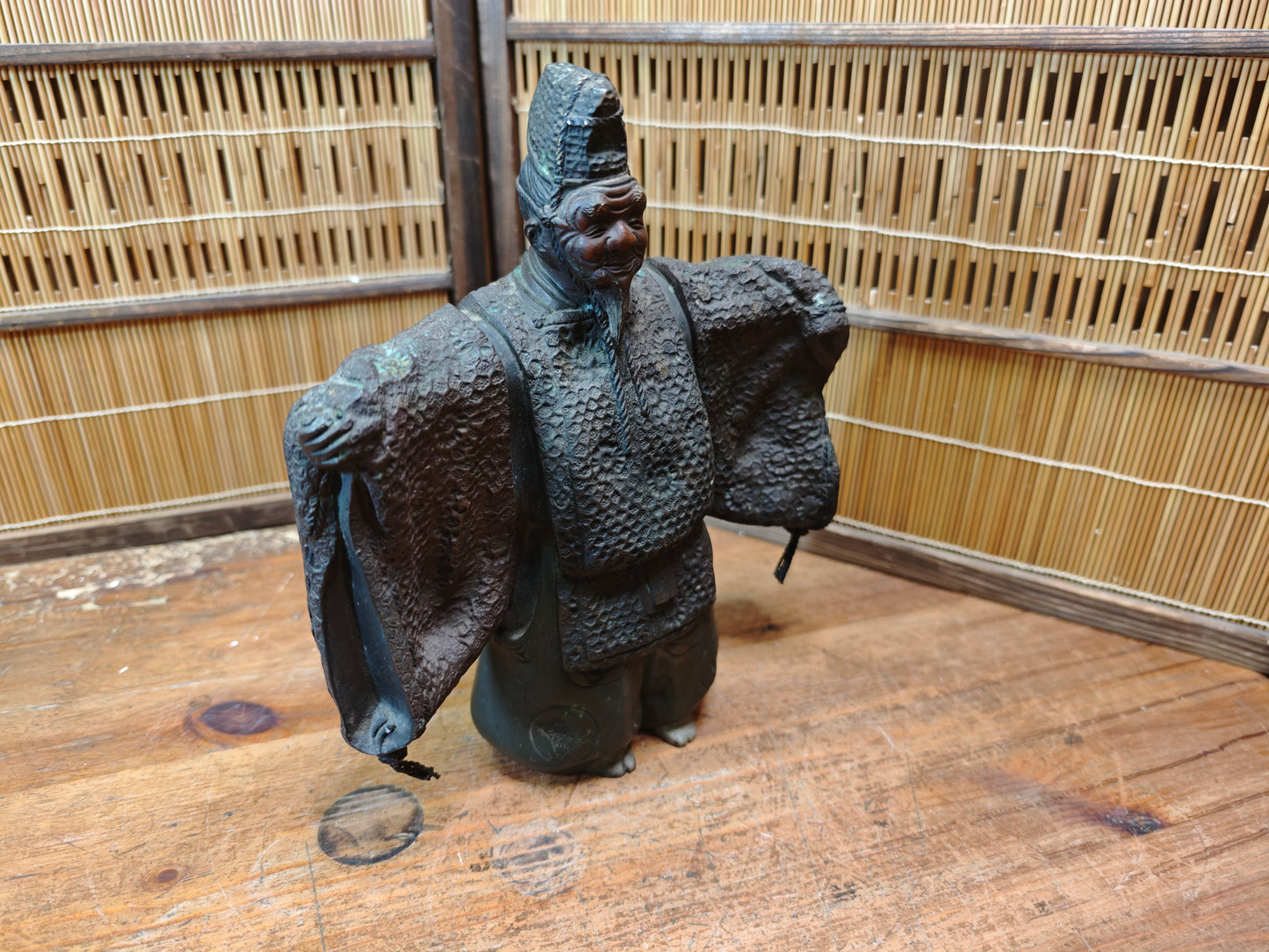 Antique 1900s Japanese Bronze Kabuki Dancer Statue 3.5kg Art Auction Japan