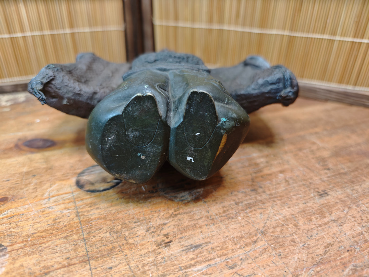 Antique 1900s Japanese Bronze Kabuki Dancer Statue 3.5kg Art Auction Japan