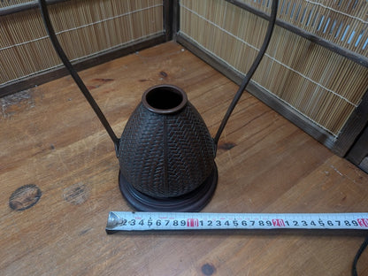 Japanese Vintage Bronze Vase  Ikebana Flower Vessel Signed w Stand