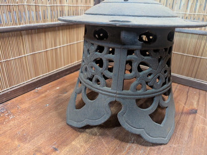 Rare 1930s Japanese Cast Iron Toro Lantern Hand Forged Hanging Garden Light