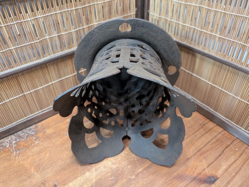 Rare 1930s Japanese Cast Iron Toro Lantern Hand Forged Hanging Garden Light