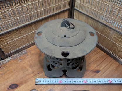 Rare 1930s Japanese Cast Iron Toro Lantern Hand Forged Hanging Garden Light