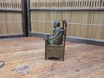 Japanese Antique 1940s Brass Kūkai Kobo Daishi Shingon Buddhist Monk Figure