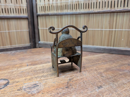 Japanese Antique 1940s Brass Kūkai Kobo Daishi Shingon Buddhist Monk Figure
