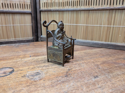 Japanese Antique 1940s Brass Kūkai Kobo Daishi Shingon Buddhist Monk Figure