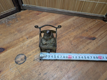 Japanese Antique 1940s Brass Kūkai Kobo Daishi Shingon Buddhist Monk Figure