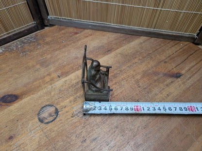 Japanese Antique 1940s Brass Kūkai Kobo Daishi Shingon Buddhist Monk Figure