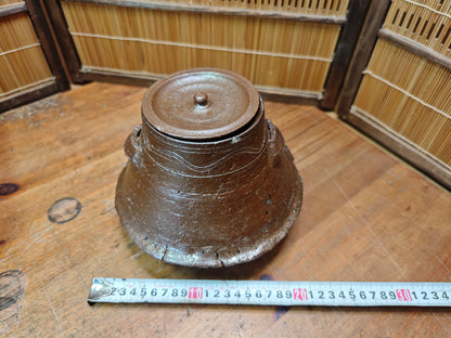 Japanese Antique Unglazed Mizusashi Water Jar Bizen pottery Auction Japan