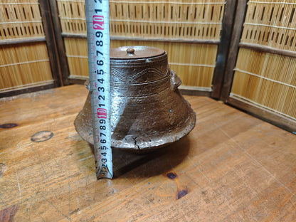 Japanese Antique Unglazed Mizusashi Water Jar Bizen pottery Auction Japan