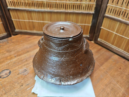 Japanese Antique Unglazed Mizusashi Water Jar Bizen pottery Auction Japan