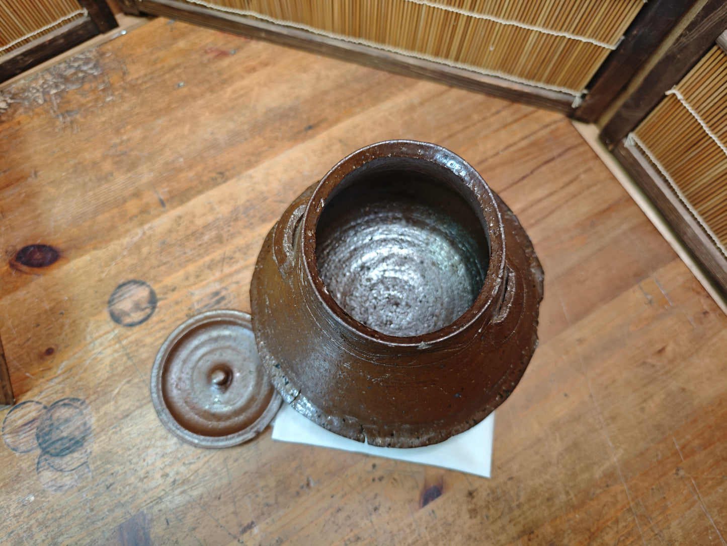 Japanese Antique Unglazed Mizusashi Water Jar Bizen pottery Auction Japan