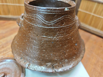 Japanese Antique Unglazed Mizusashi Water Jar Bizen pottery Auction Japan