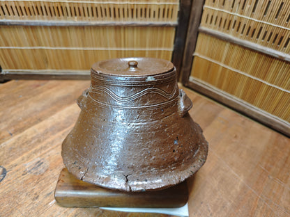 Japanese Antique Unglazed Mizusashi Water Jar Bizen pottery Auction Japan