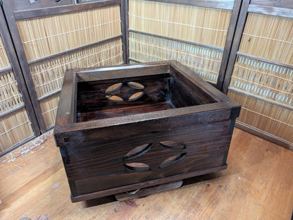 Japanese Hibachi Wooden Box Restored Antique Storage Decor Wabi Sabi