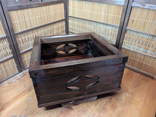 Japanese Hibachi Wooden Box Restored Antique Storage Decor Wabi Sabi