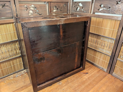 Japanese Hibachi Wooden Box Restored Antique Storage Decor Wabi Sabi